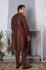 Blackish Brown Embroidred Kurta Trouser