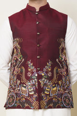 Waistcoat Maroon Emb Design (1182)