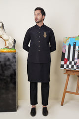 Waistcoat Black Handmade Embroidered